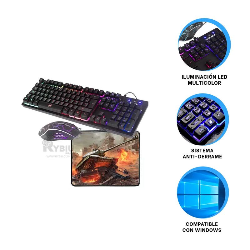 GENERICO - Set para Gamers de Mouse y Teclado HA855C Y+Regalo Agendita