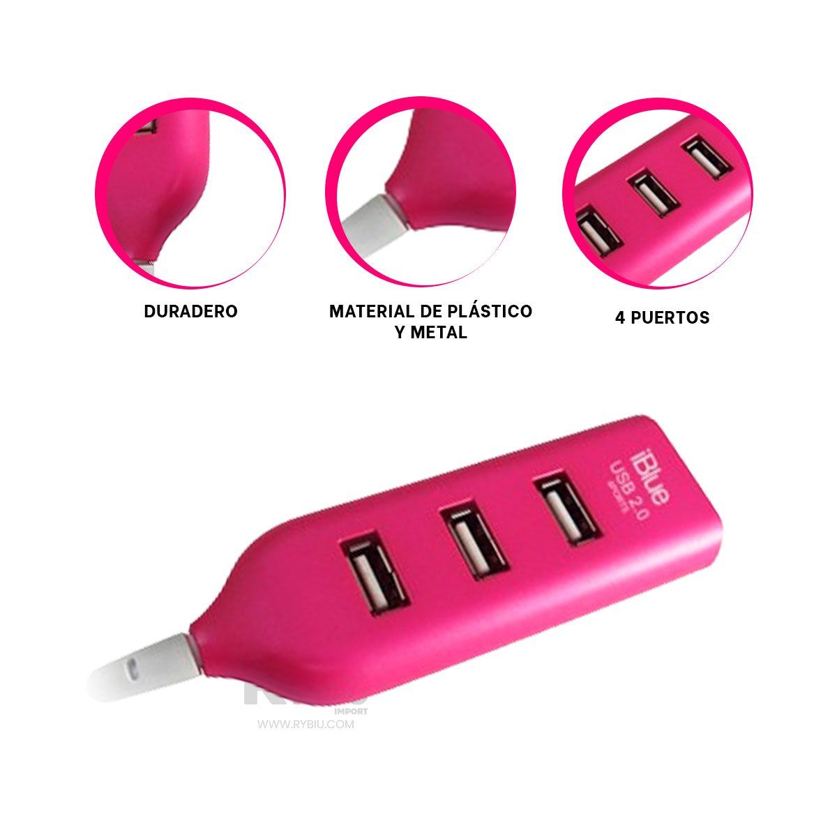 GENERICO - Adaptador de Plastico en Tono Fucsia Y+Banderitas Adhesivas