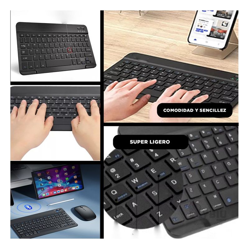 GENERICO - Kit de Teclado y Mouse Bluetooth en Color Negro