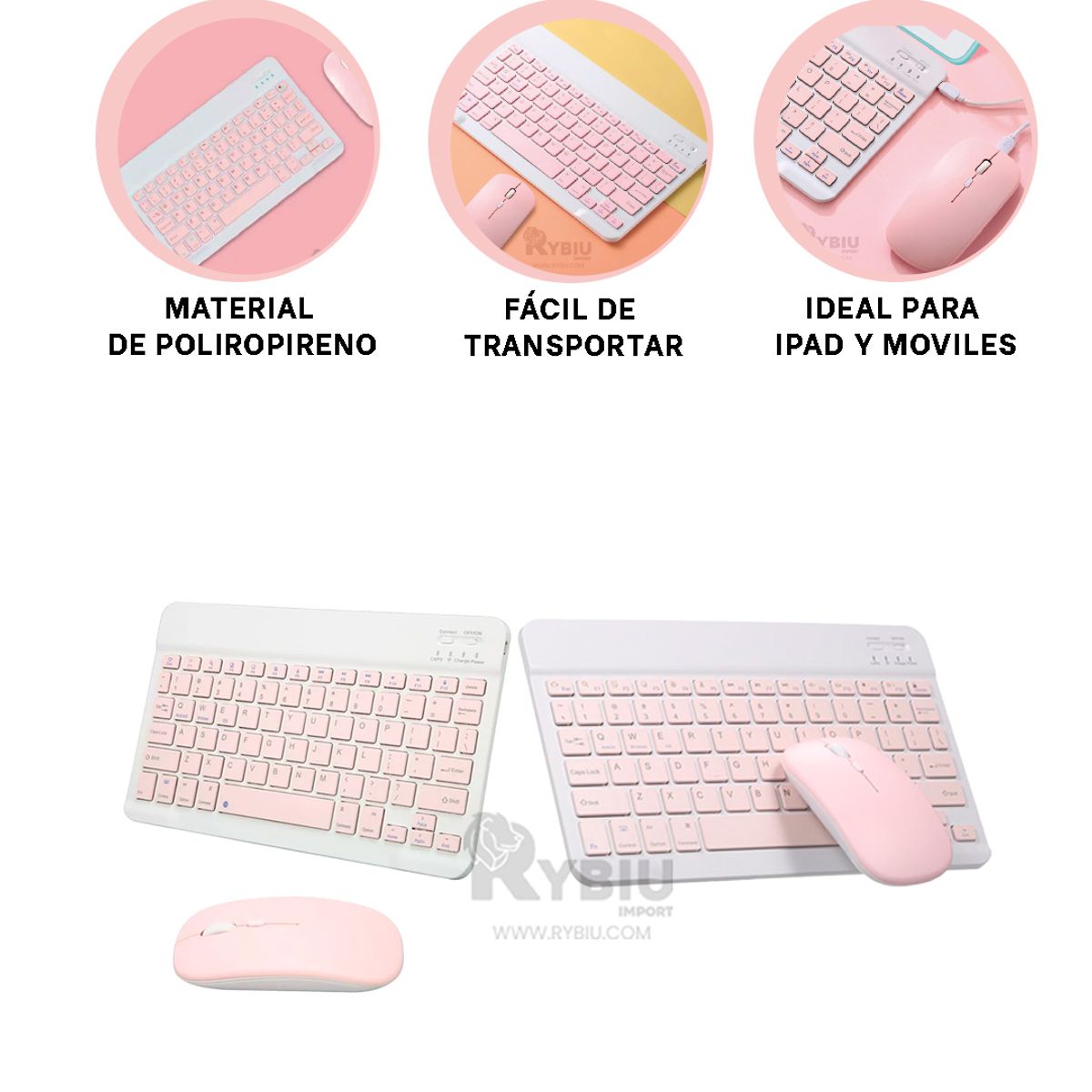 GENERICO - Set Ergonómico para PC Color Rosado Y+Envoltorio de Regalo