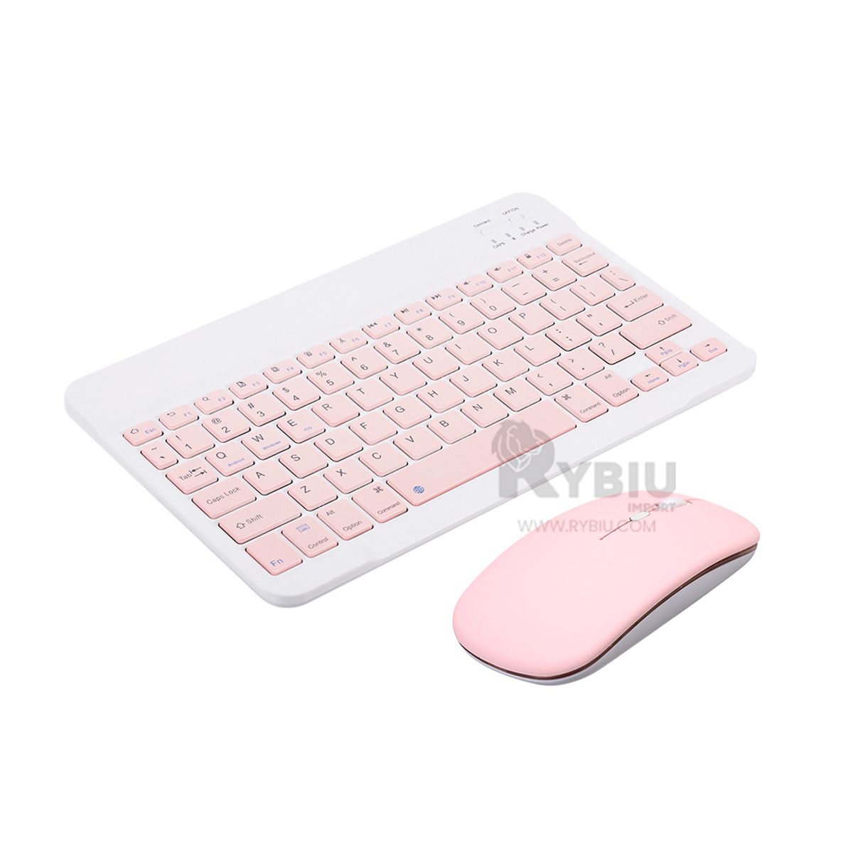 GENERICO - Combo de Teclado y Mouse Bluetooth Rosado Y+Ligas de Regalo