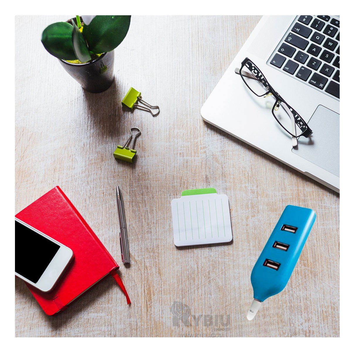 GENERICO - Hub con 4 Puertos Usb 20 en Tono Turqueza Y+Regalo Stickers