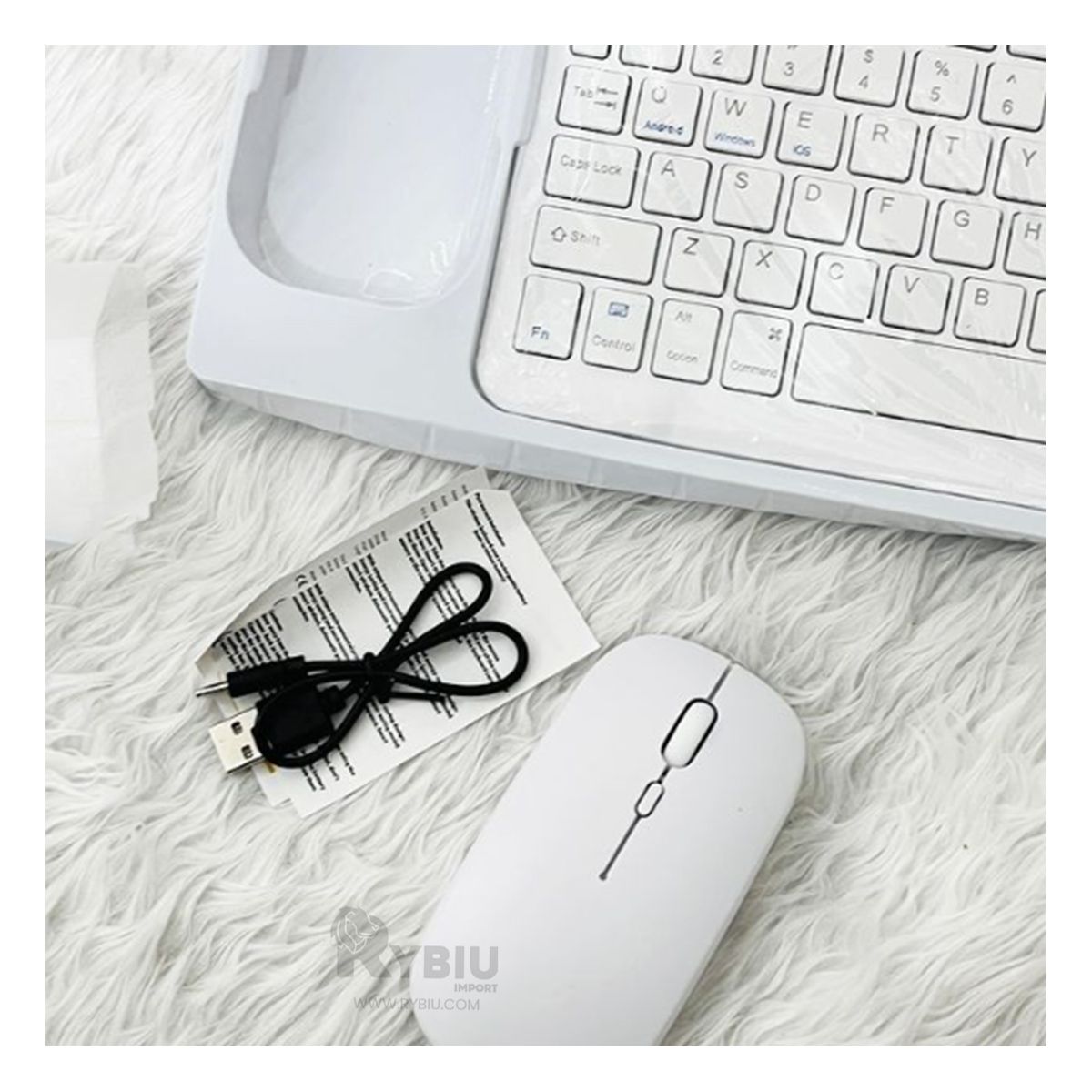 GENERICO - Set Ergonómico para PC Color Blanco Y+Envoltorio de Regalo