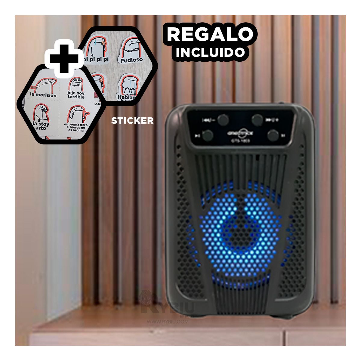 GENERICO - Bocina de Plastico y Metal Clasico Negro Y+Post-it Adhesivos