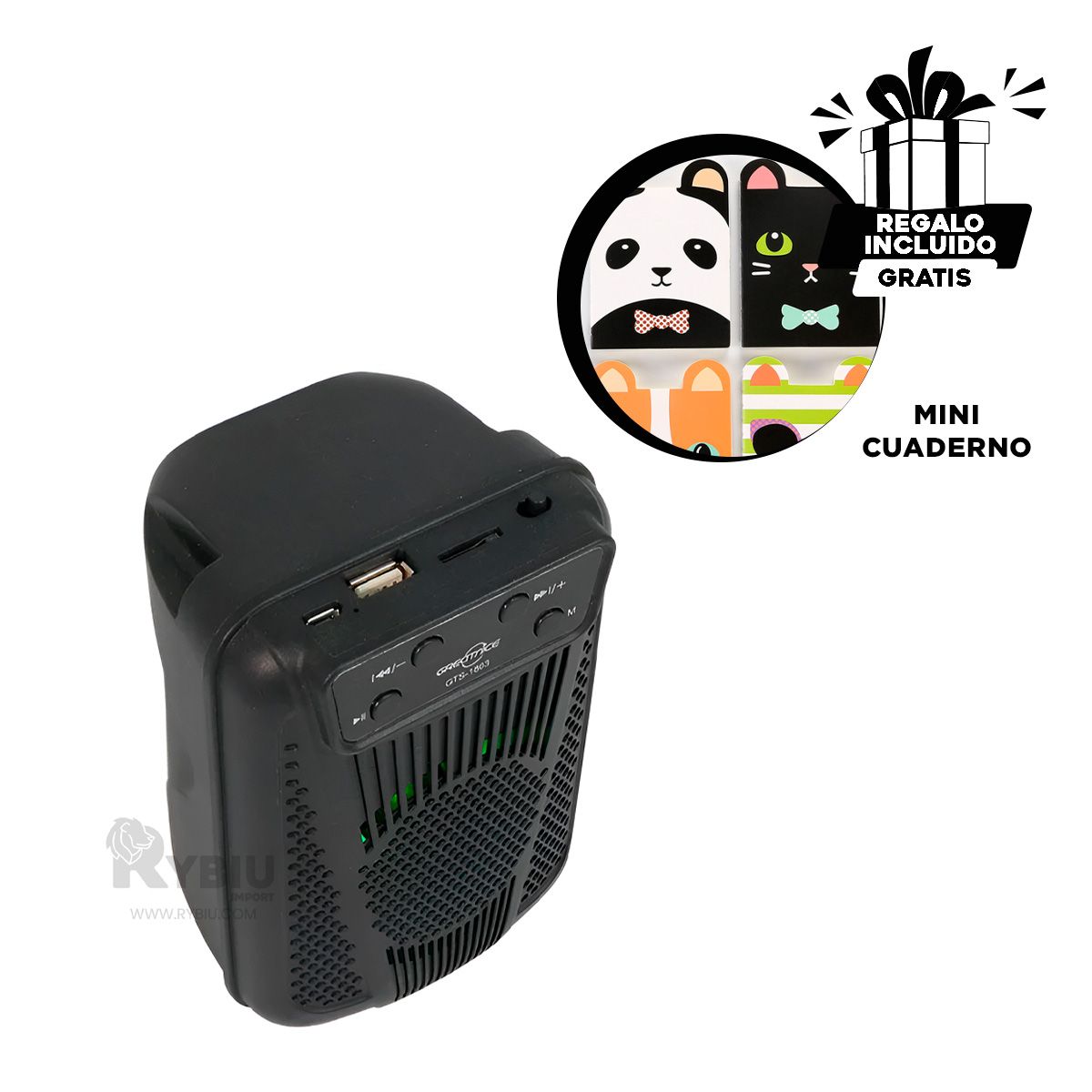 GENERICO - Altavoz Facil de Manejar Color Negro Y+Envoltorio de Regalo