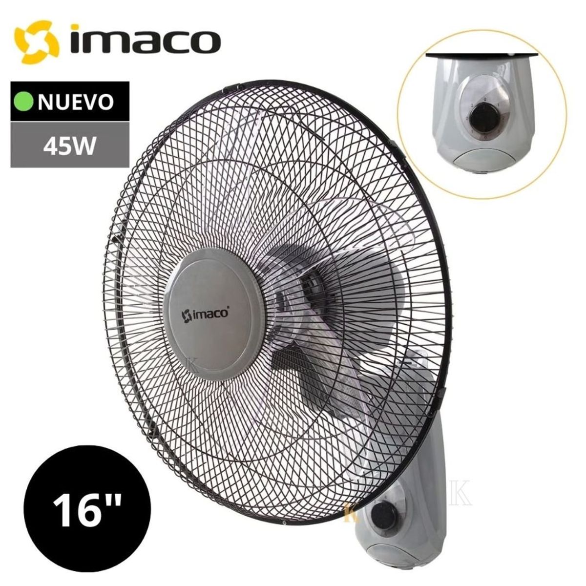 IMACO - Ventilador de Pared Imaco de 16 pulgadas con 5 Aspas Acrílicas