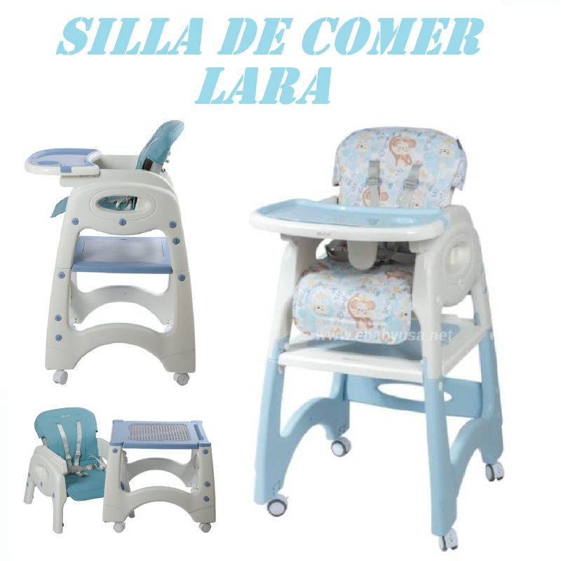 EBABY - Nueva Silla de Comer Reclinable 3 en 1 Lara -Celeste