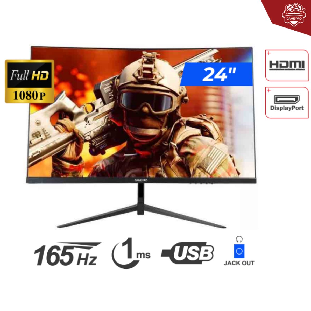 GAMEPRO - MONITOR GAME PRO GPG240 23.7 1920X1080 165HZ/HDMI/DP/Jack out/USB/DP