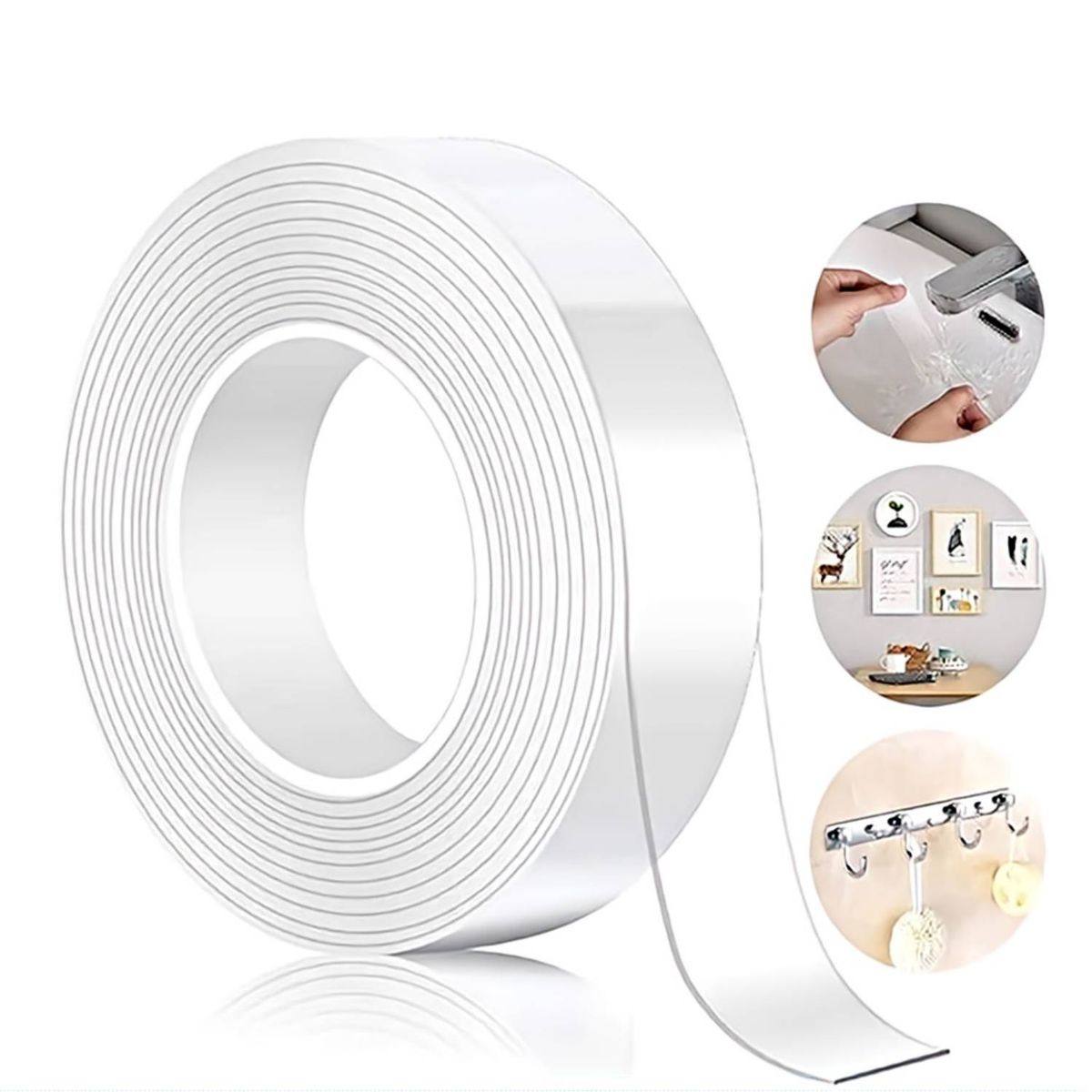 GENERICO - Cinta Mágica Doble Contacto para Decorar 5mts Reutilizable Dia Del Padre - Transparente