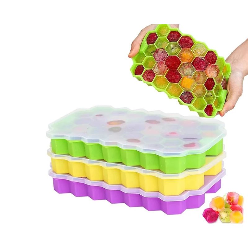 GENERICO - Pack de 2 Moldes De Forma Hexagonal Para 37 Cubitos De Hielo