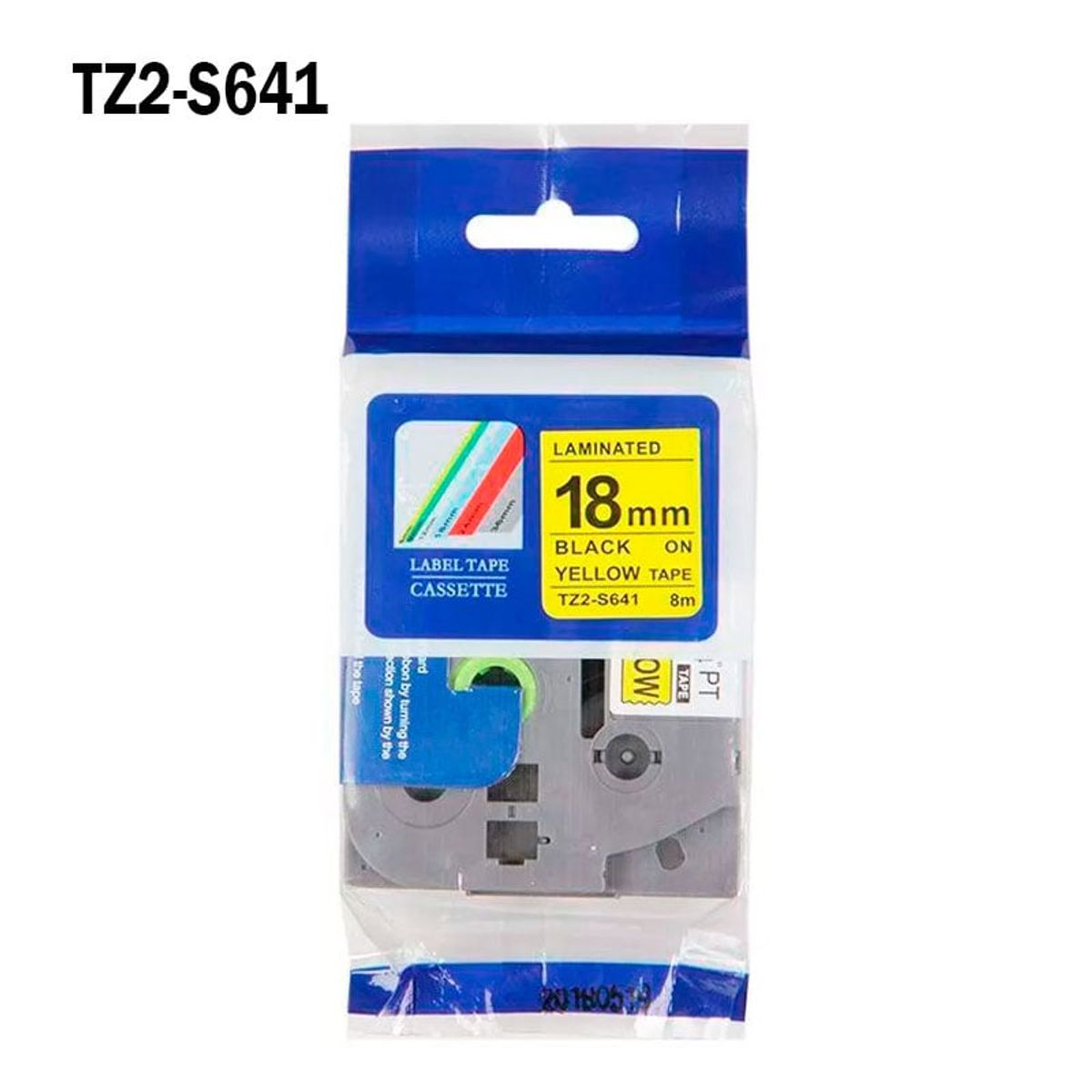 GENERICO - TZ2-S641 Cinta compatible fondo amarillo Brother 18mm x 8m TZE-S641