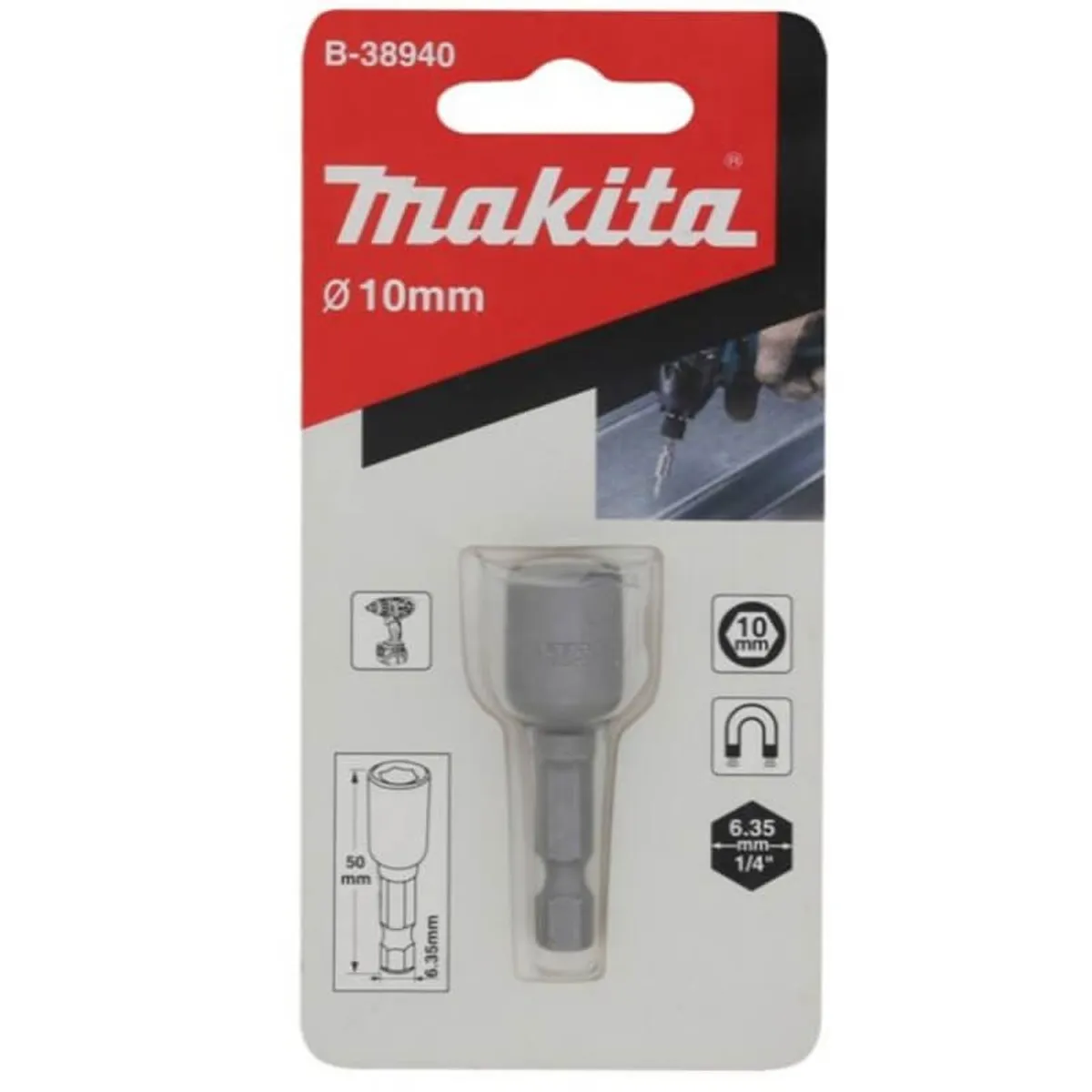 MAKITA - DADO MAGNETICO HEXAGONAL  1/4" x 10mm (ESTANDAR) B-38940 - MAKITA