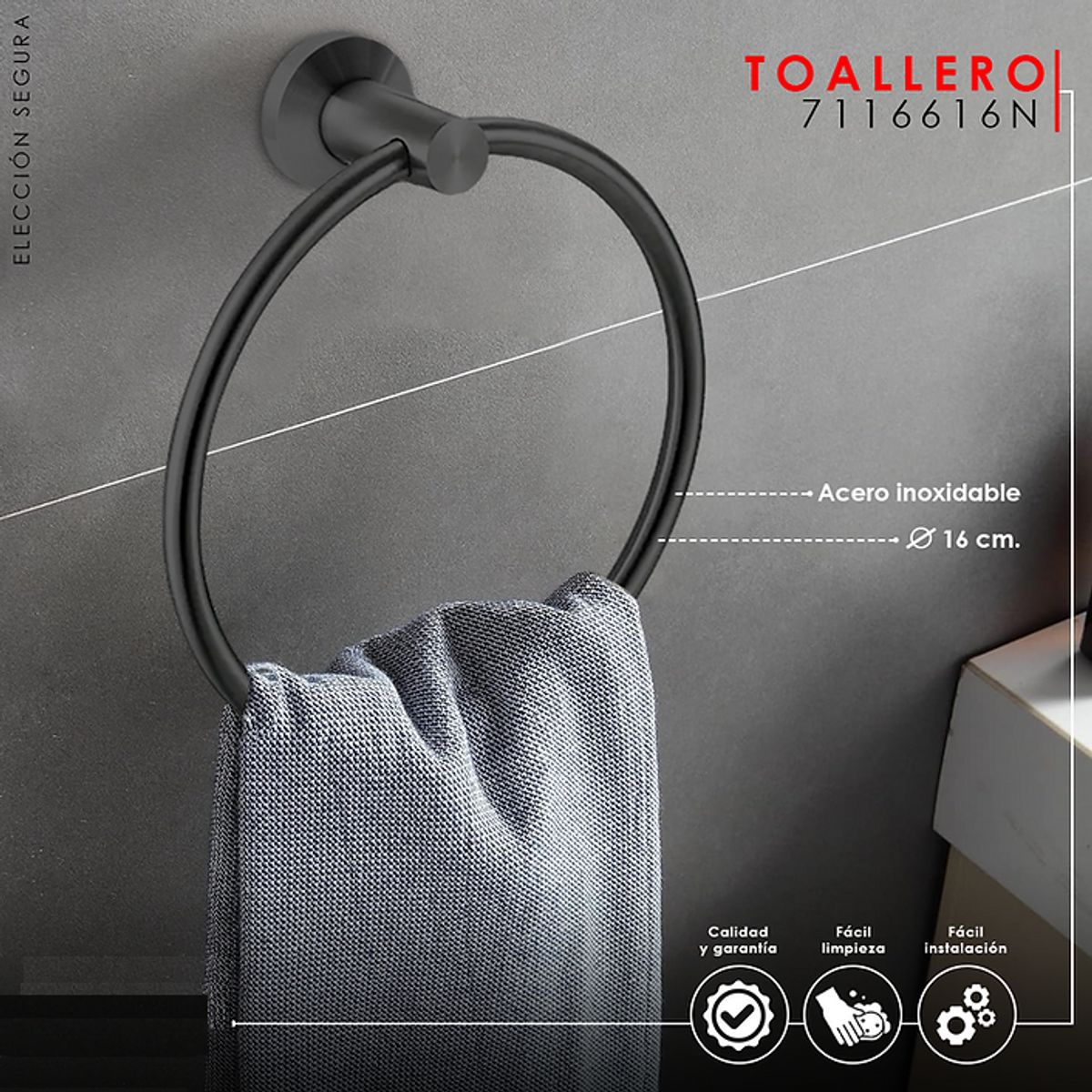 XM - TOALLERO ARO NEGRO 7116616N