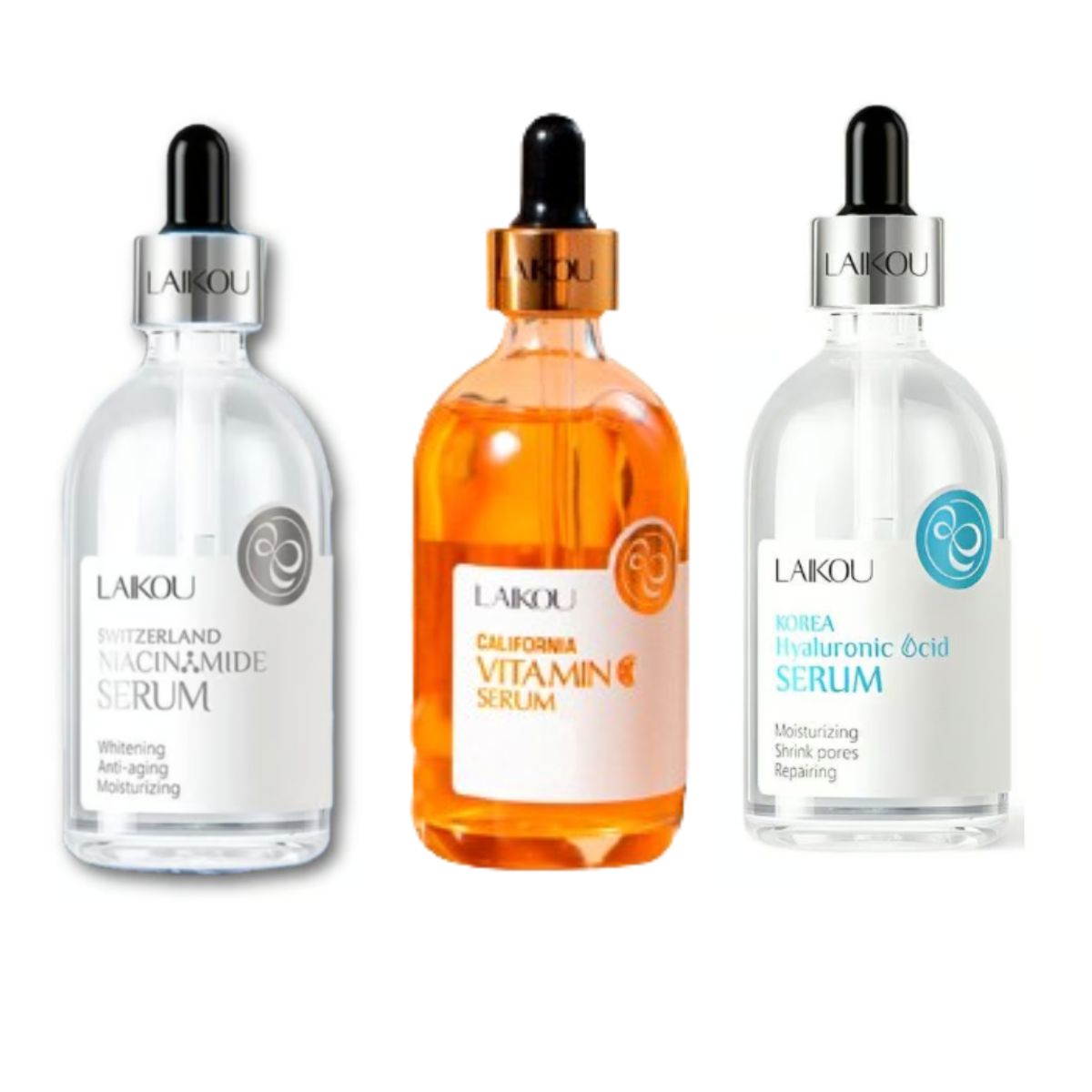 GENERICO - PACK 3 SERUMS NIACINAMIDE ACIDO HIALURONICO Y VITAMINA C- LAIKOU