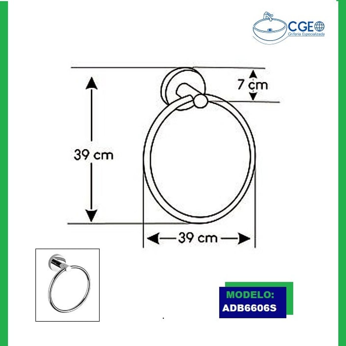 GENERICO - TOALLERO ARO PLATEADO ADB6606S