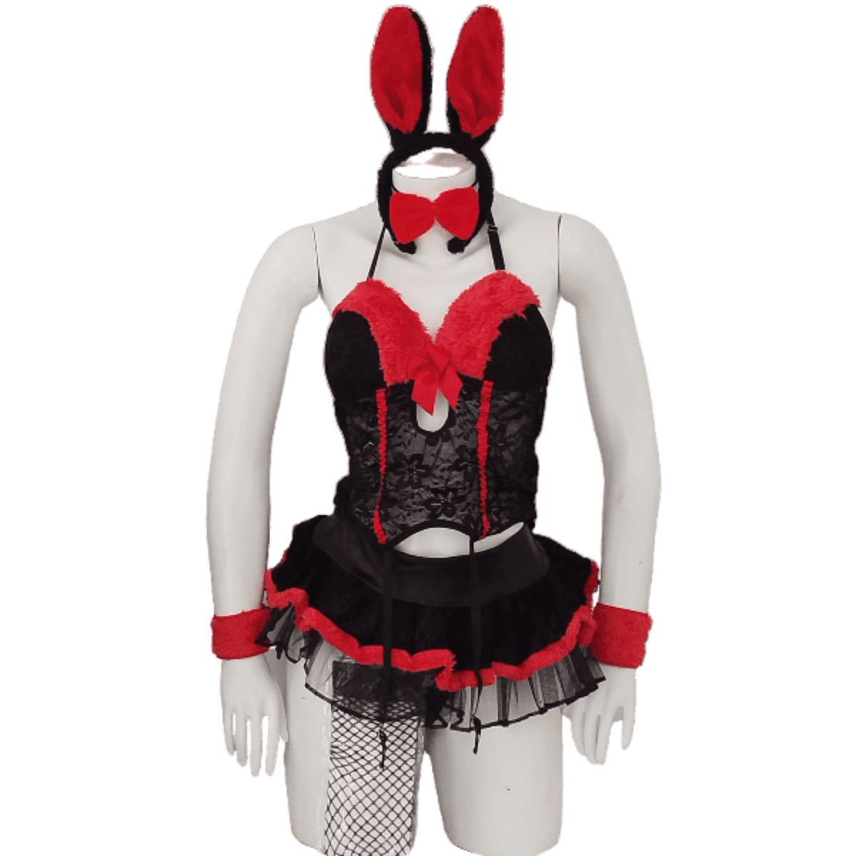 GENERICO - DISFRAZ DE CONEJITA PARA MUJER COLOR ROJO LENCERIA SEXY EN TALLA S-M-L