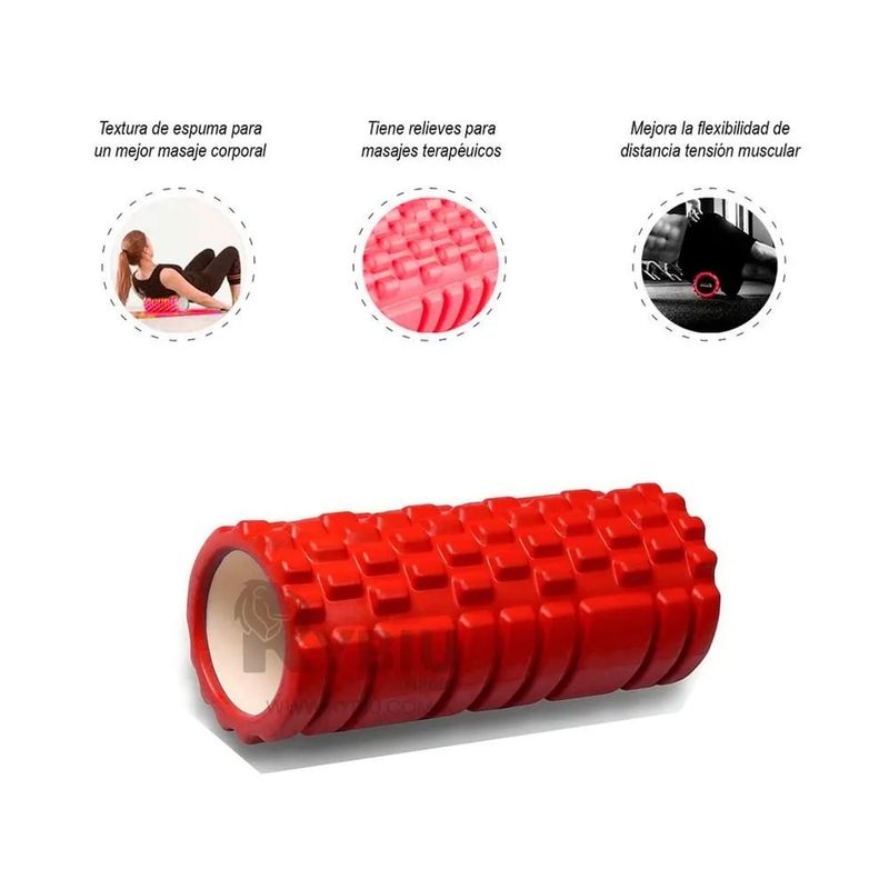 GENERICO - Foam Roller 35cmYoga Pilate Color ROJO