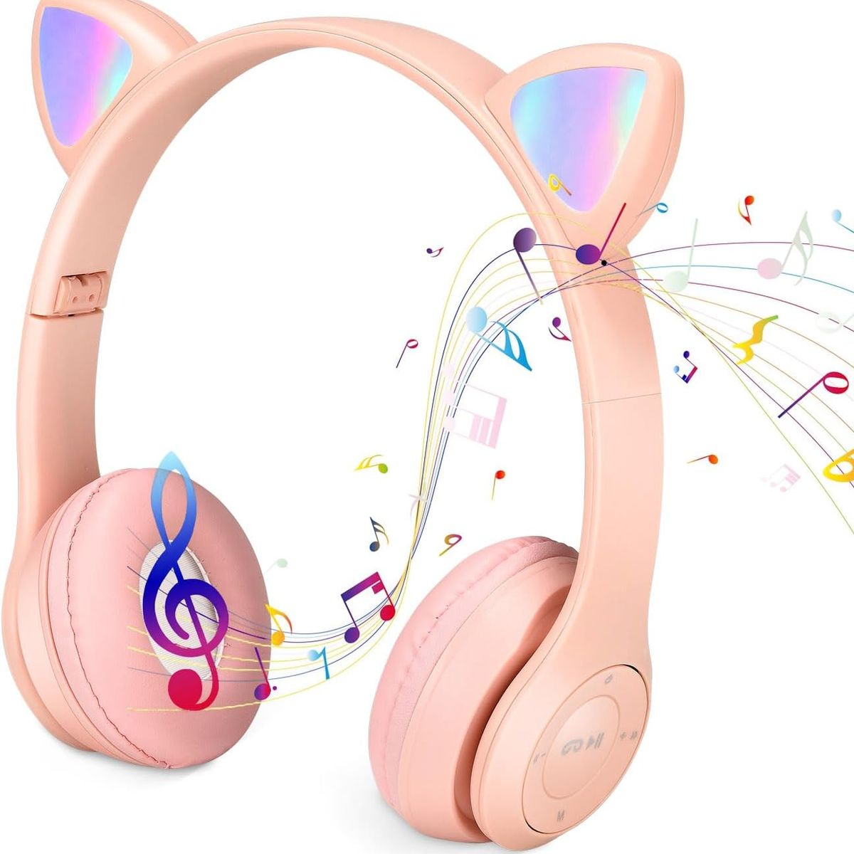 GENERICO - Audífonos Cat Orejas de Gato LED Bluetooth con Micrófono - rosado