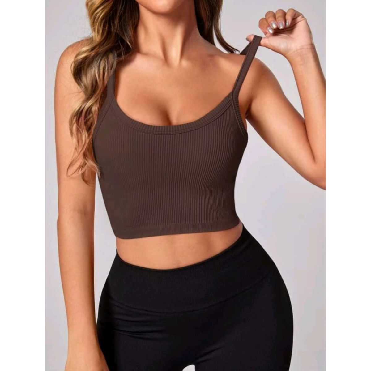 GENERICO - SHEIN Camisilla deportiva ajustada de punto acanalado