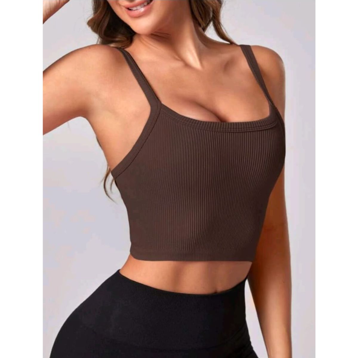 GENERICO - SHEIN Camisilla deportiva ajustada de punto acanalado