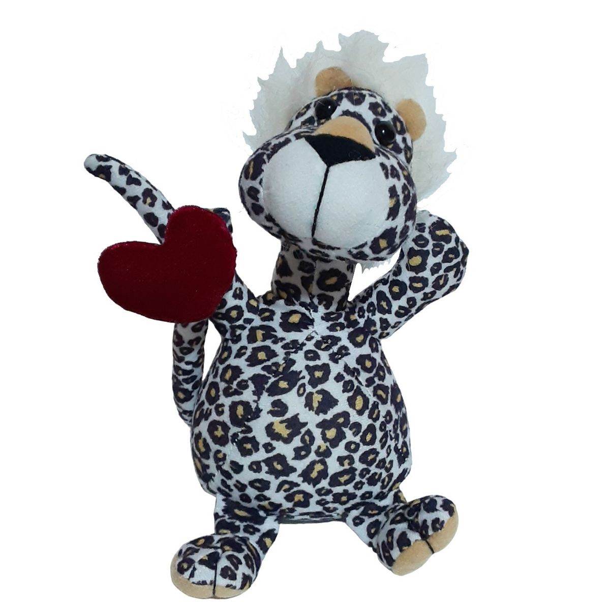 GENERICO - Peluche Leopardo Blanco Cola Corazon 24cm
