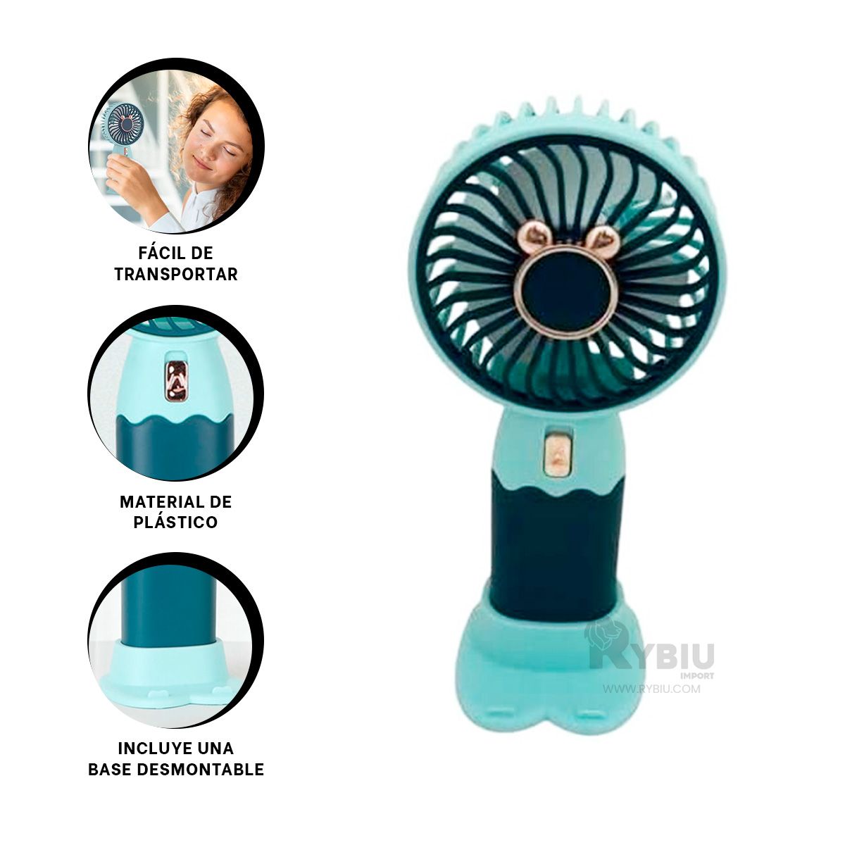 GENERICO - Ventilador Pequeño de Color Verde Y+Papel de Regalo