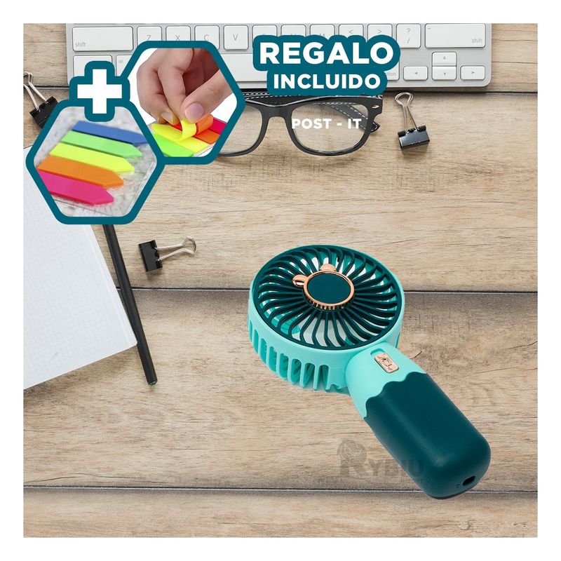 GENERICO - Mini Enfriador con Recarga en Verde Y+Post-it Adhesivos