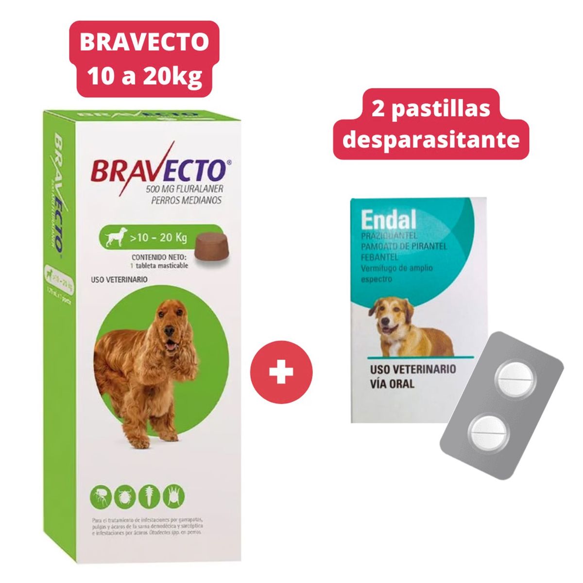 BRAVECTO - Antipulgas Bravecto para perros de 10 - 20 kg