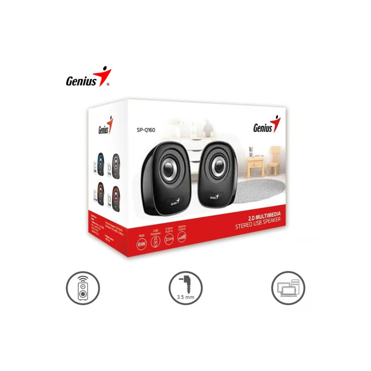 GENIUS - PARLANTE GENIUS SP-Q160 USB POWER 6W GRIS