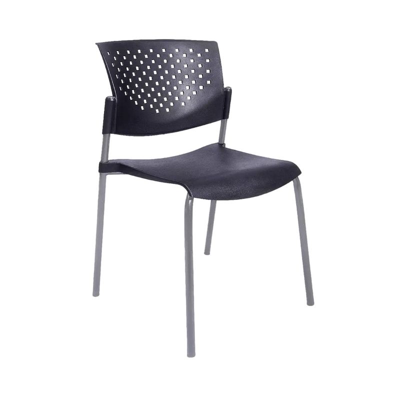 OFIDEAS - Silla de Oficina Visita Movie Tubo Gris Asiento Negro Ofideas