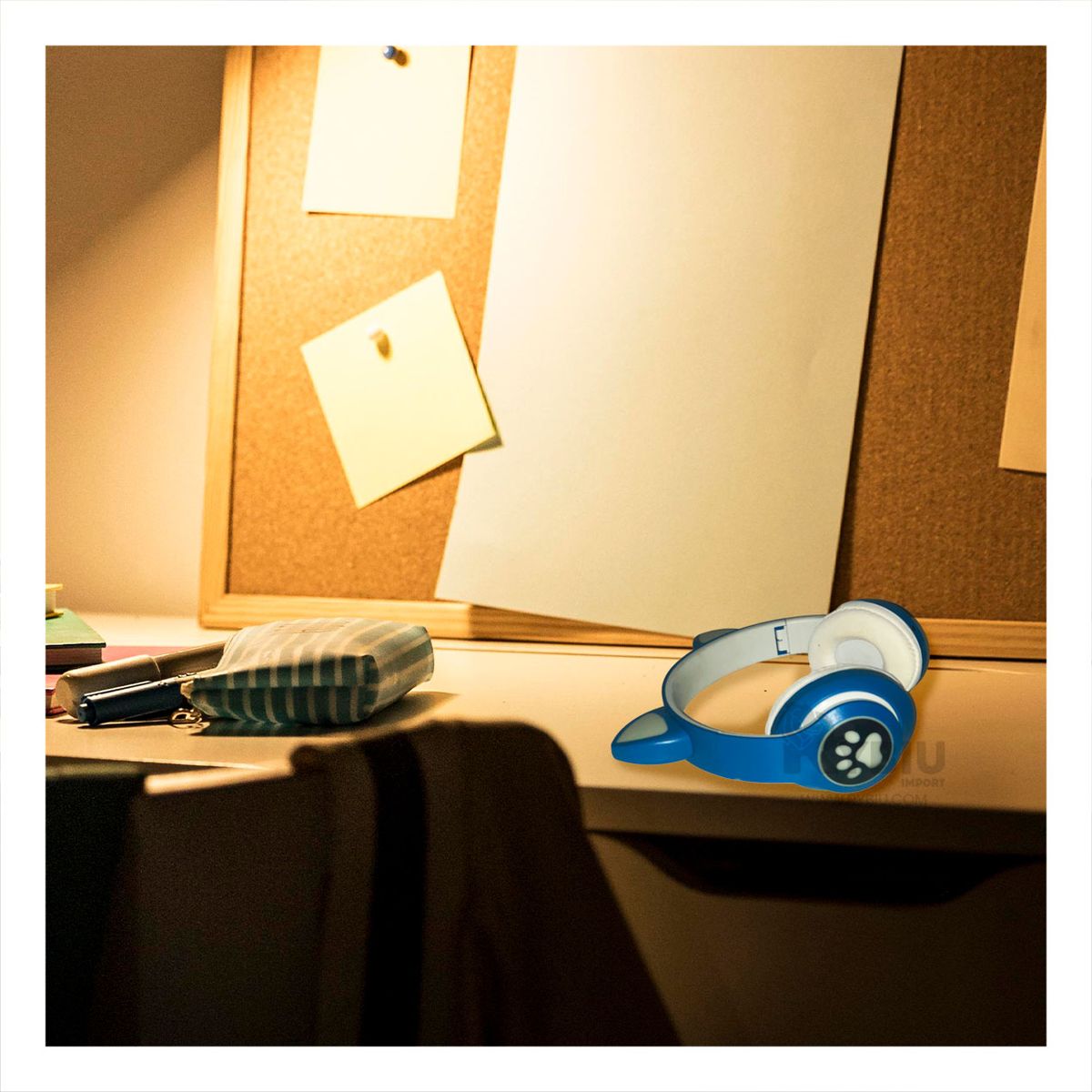 GENERICO - Auriculares con Estilo de Cat Tono Azul Y+Gift Stickers