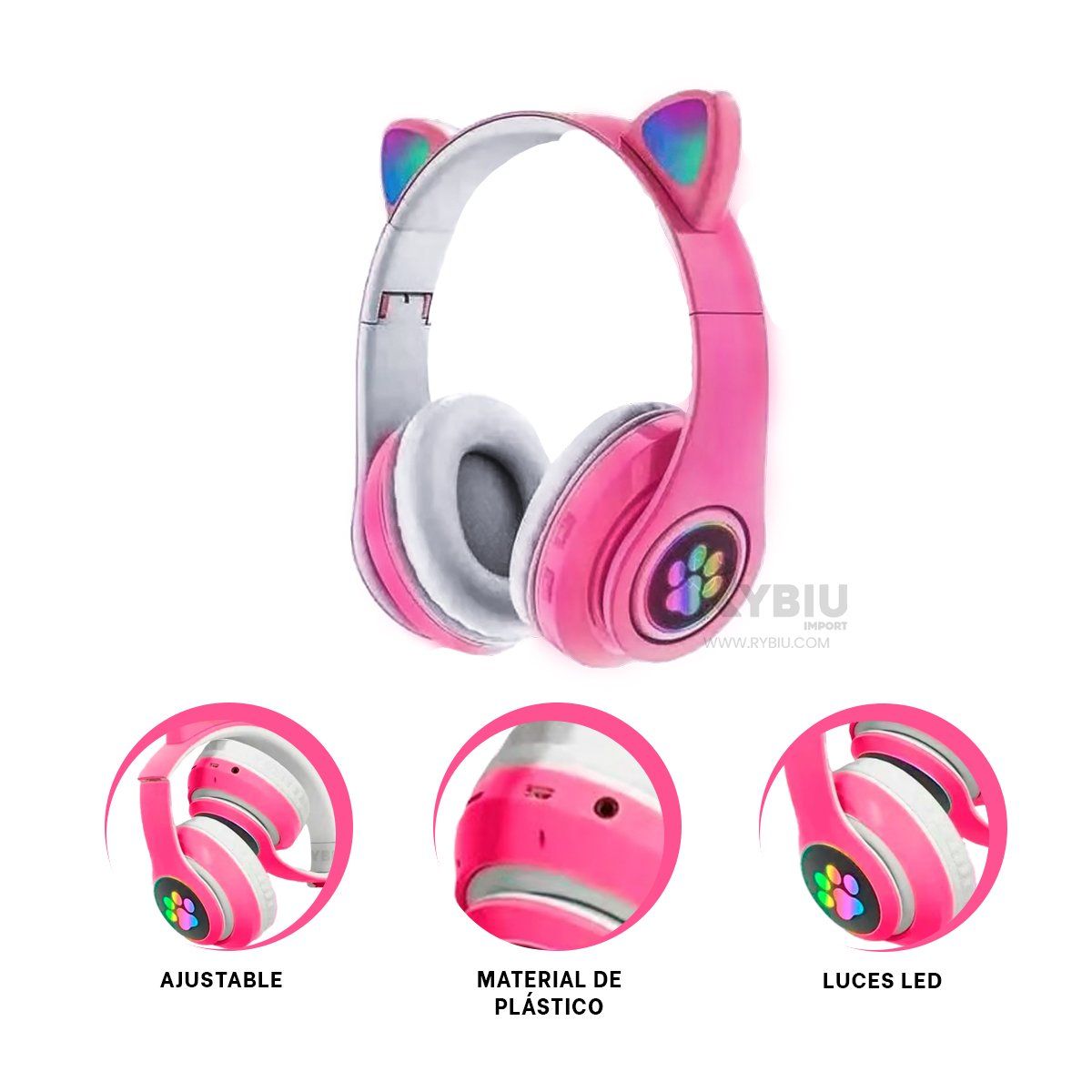 GENERICO - Auriculares Luminosos Color Fucsia Y+Envoltorio de Regalo