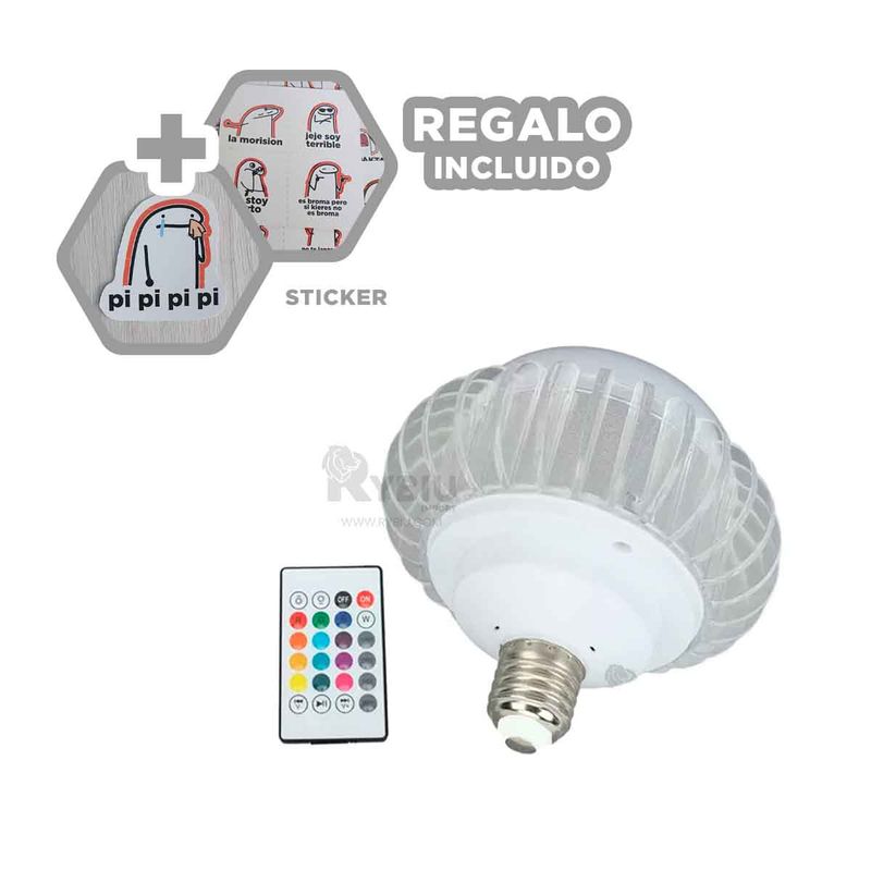 GENERICO - Bombilla Bluetooth RGB con Bocina 12W Y+Ligas de Regalo