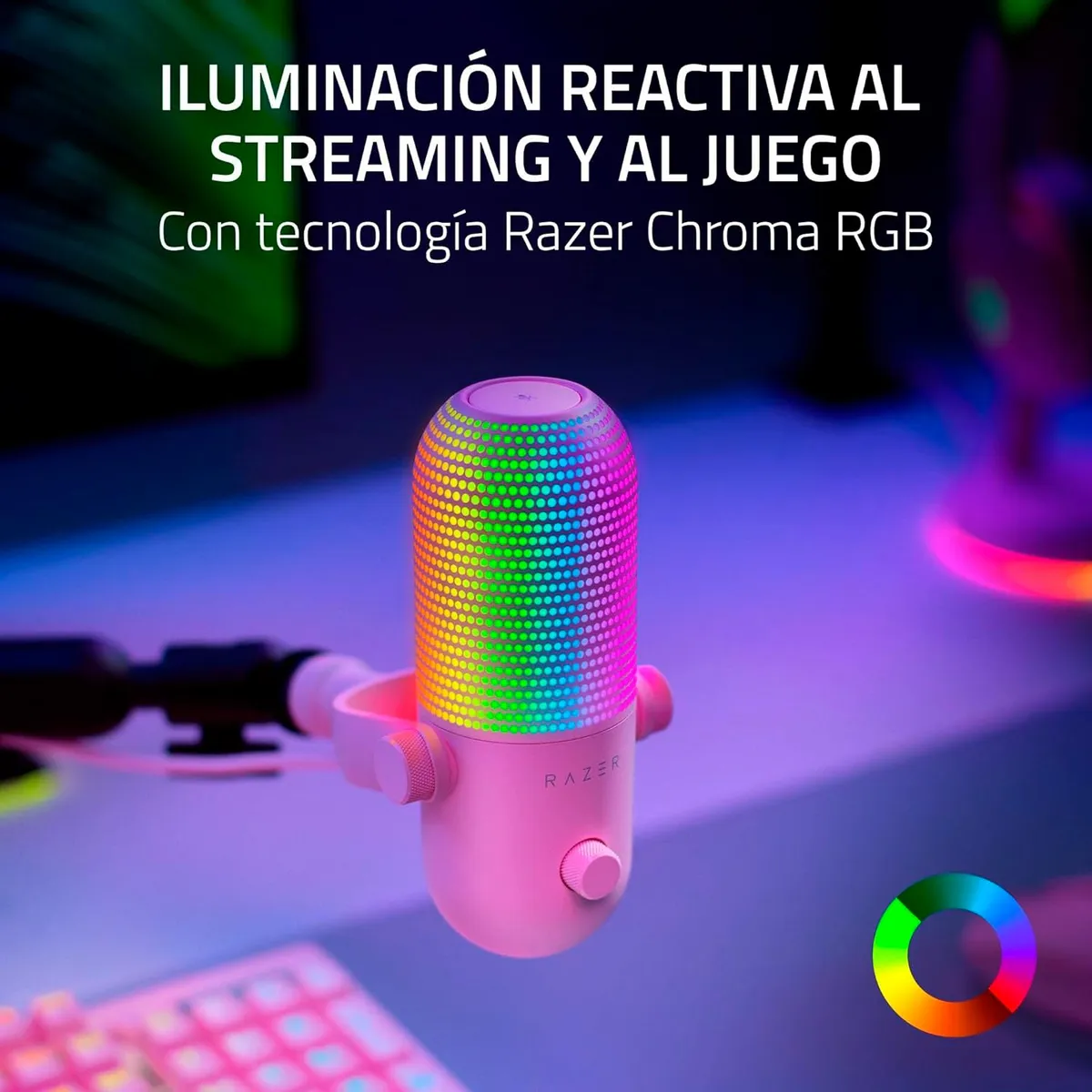 RAZER - Microfono Gamer Razer Seiren V3 Chroma Usb Sensor Touch Silent Quartz