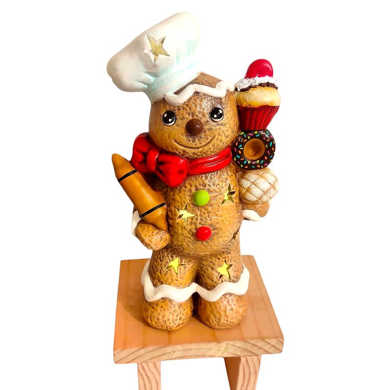 GENERICO - Adorno Navideño Navidad Galleta Jengibre Cerámica y led - Present