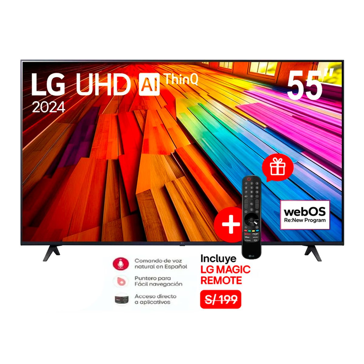 LG - Televisor LG 55 Smart 55UT7300PSA UHD 4K Wifi + Control Magic Remote MR24GN