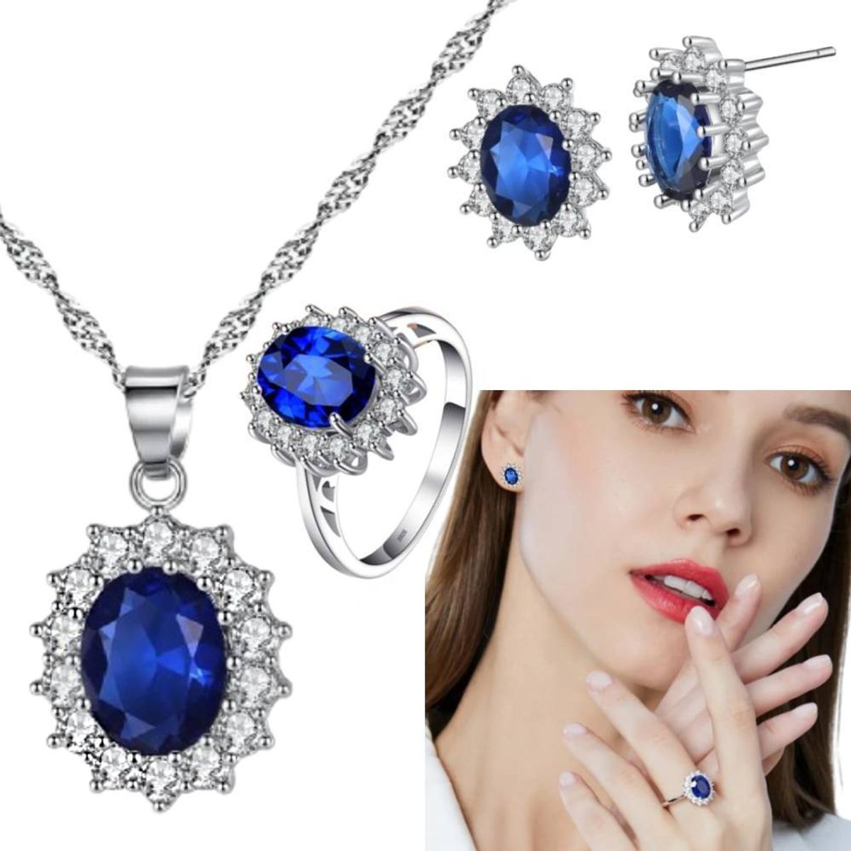 NO LOGO - Juego De Collar Arete Anillo Diseño Exclusivo Regalo