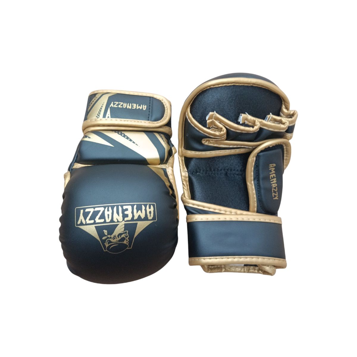 GENERICO - Guante Vale Todo Mma Lucha Kickboxing Negro Dorado Talla S