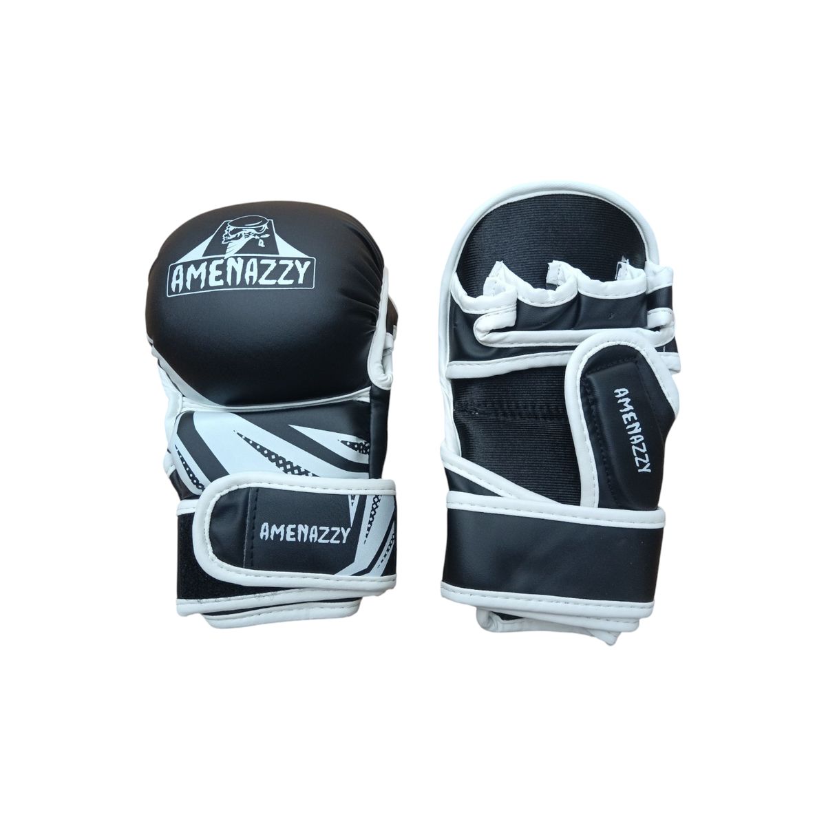 GENERICO - Guante Vale Todo Mma Lucha Kickboxing Negro Blanco Talla S