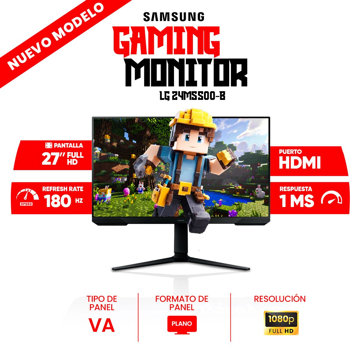 SAMSUNG - Monitor plano gaming SAMSUNG Odyssey G3 27 FHD VA HDMIDisplay Port