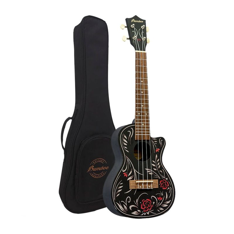 BAMBOO - UKELELE CONCIERTO BLACK EDITION - FLOWER & ROLL