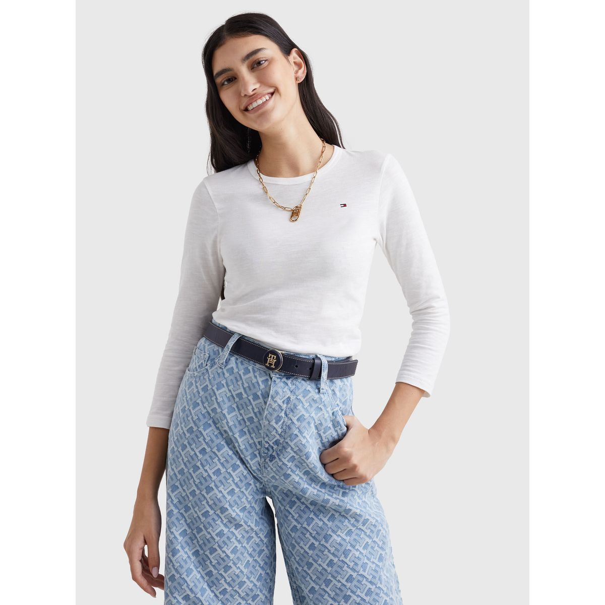 TOMMY HILFIGER - CAMISETA M/L 1985 SLIM SLUB OPEN-NK 3/4 SLV