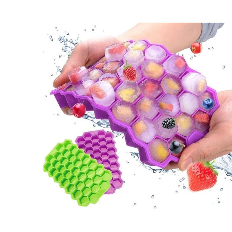 GENERICO - Pack de 3 Moldes De Forma Hexagonal Para 37 Cubitos De Hielo