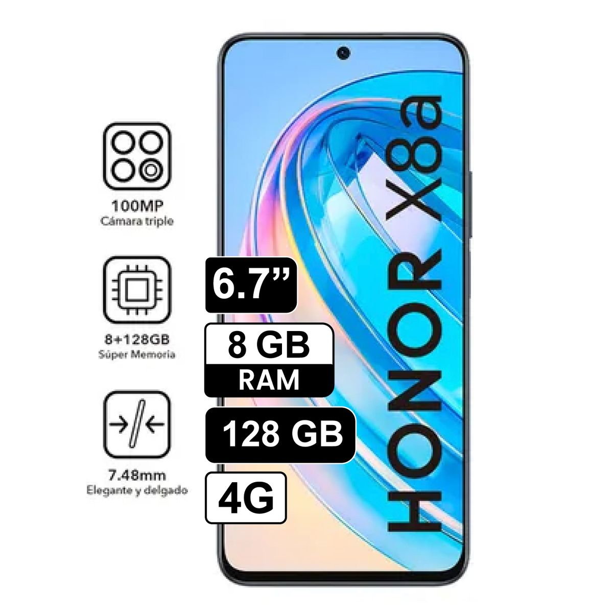 HONOR - Celular Libre Honor X8a 67 128GB 8GB RAM Black