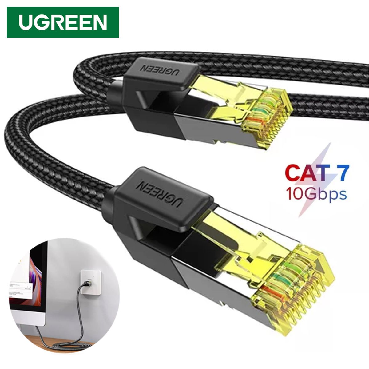 UGREEN - Cable de Red Cat 7 Ugreen Rj45 10 Gbps 5 Metros Nylon Patch Cord cobre