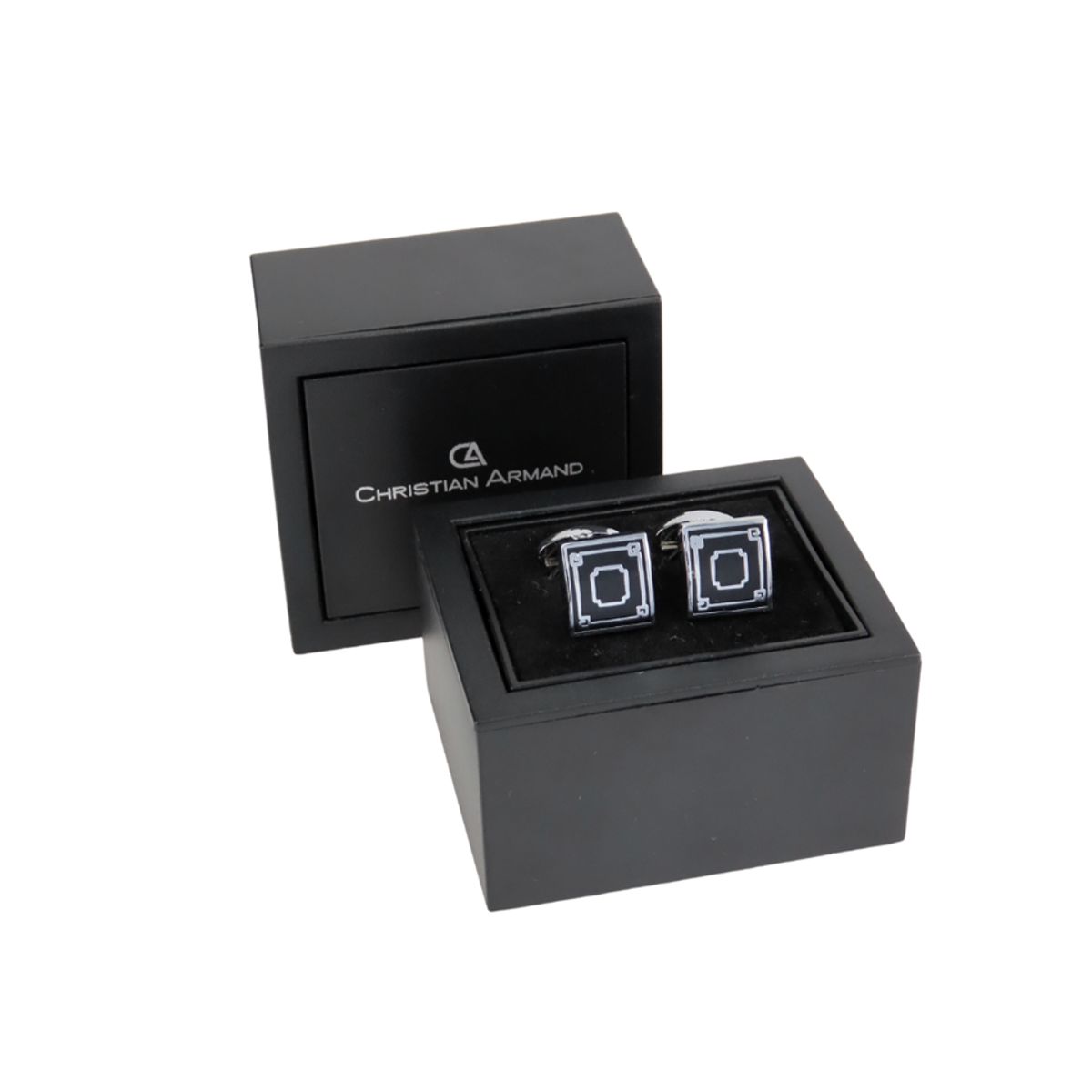 CHRISTIAN ARMAND - JUEGO DE GEMELOS NEGROS ESTILO CUADRADO