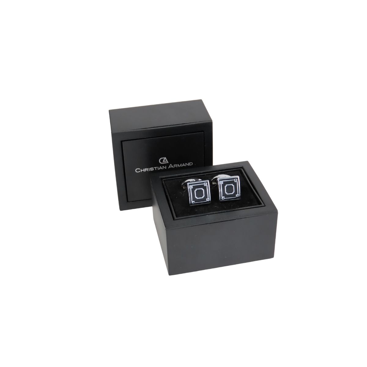 CHRISTIAN ARMAND - JUEGO DE GEMELOS NEGROS ESTILO CUADRADO