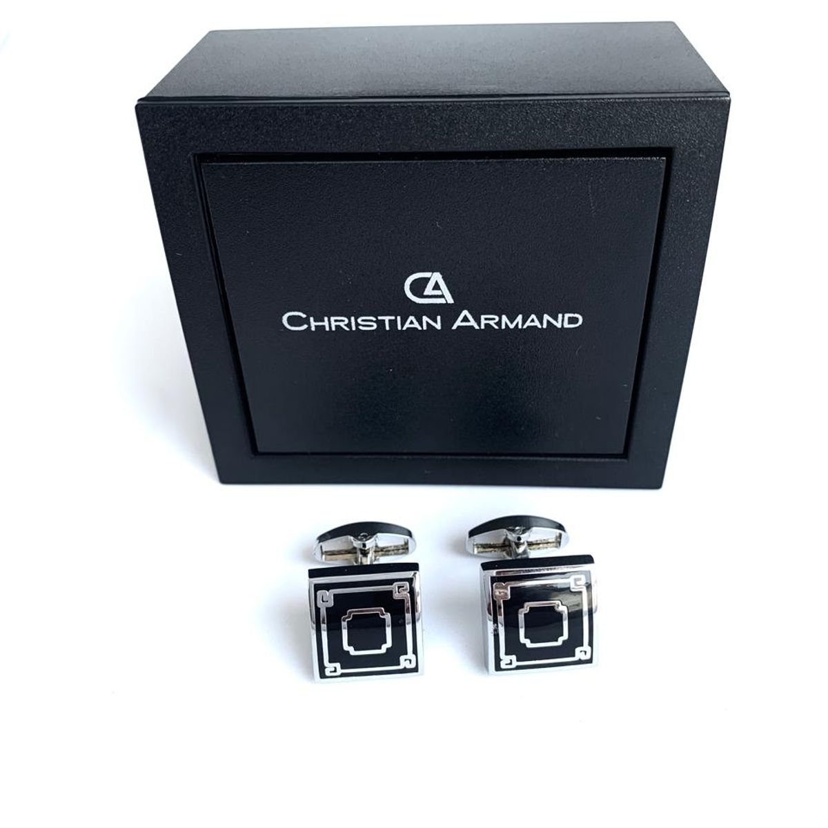 CHRISTIAN ARMAND - JUEGO DE GEMELOS NEGROS ESTILO CUADRADO