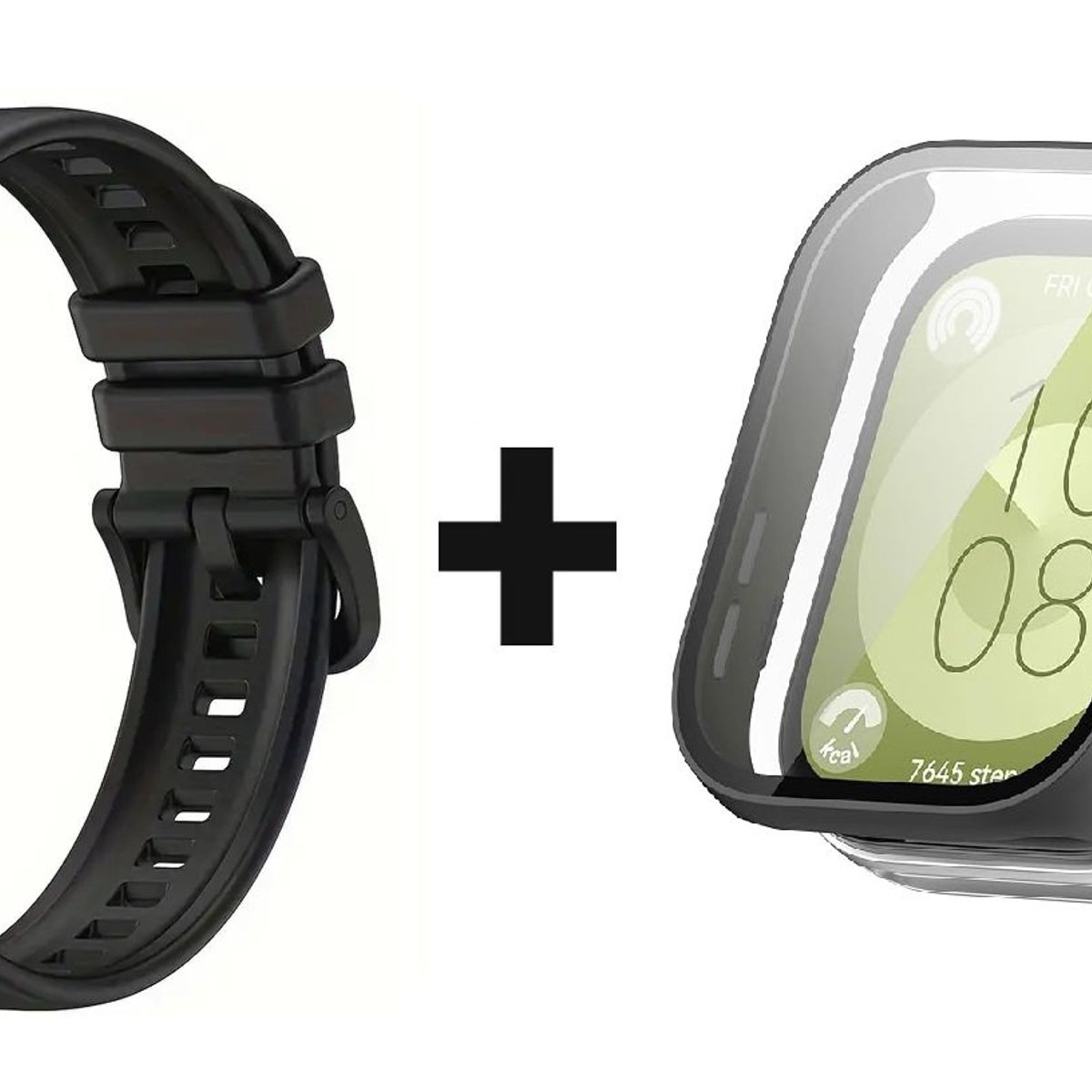 GENERICO - CORREA SILICON + BUMPER PARA HUAWEI WATCH FIT 3 NEGRO