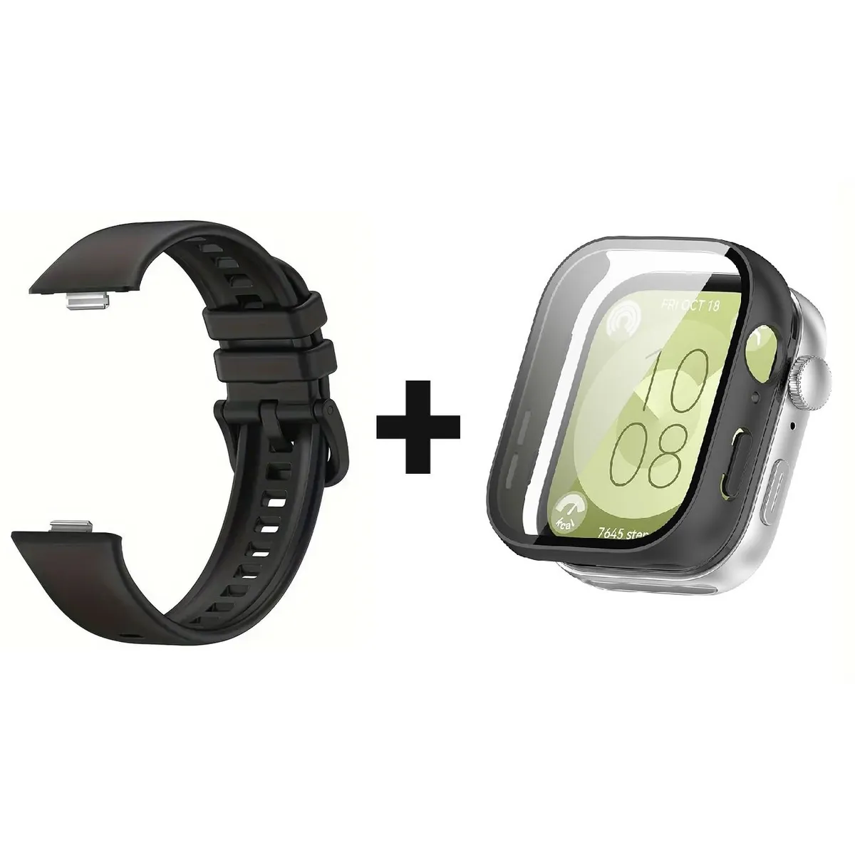 GENERICO - CORREA SILICON + BUMPER PARA HUAWEI WATCH FIT 3 NEGRO